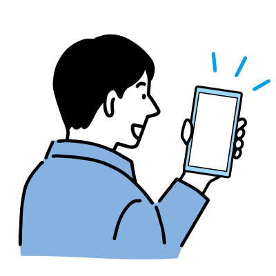 スマホを見てる男性のイラスト